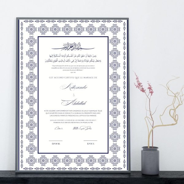 Certificat mariage - Blue