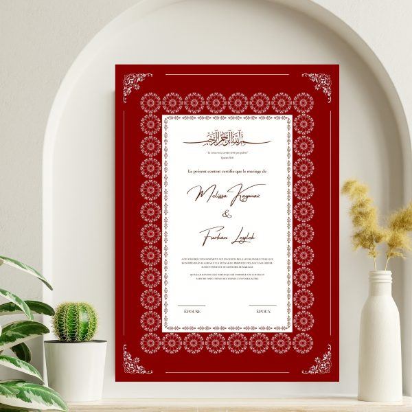 Certificat mariage religieux - Burgundy