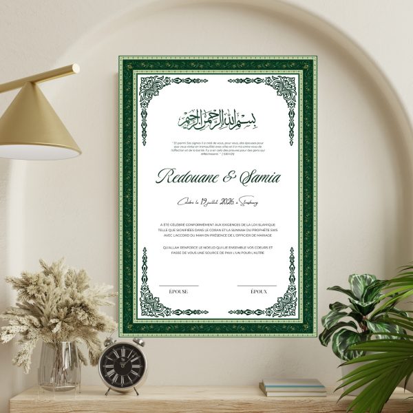 Certificat mariage vert